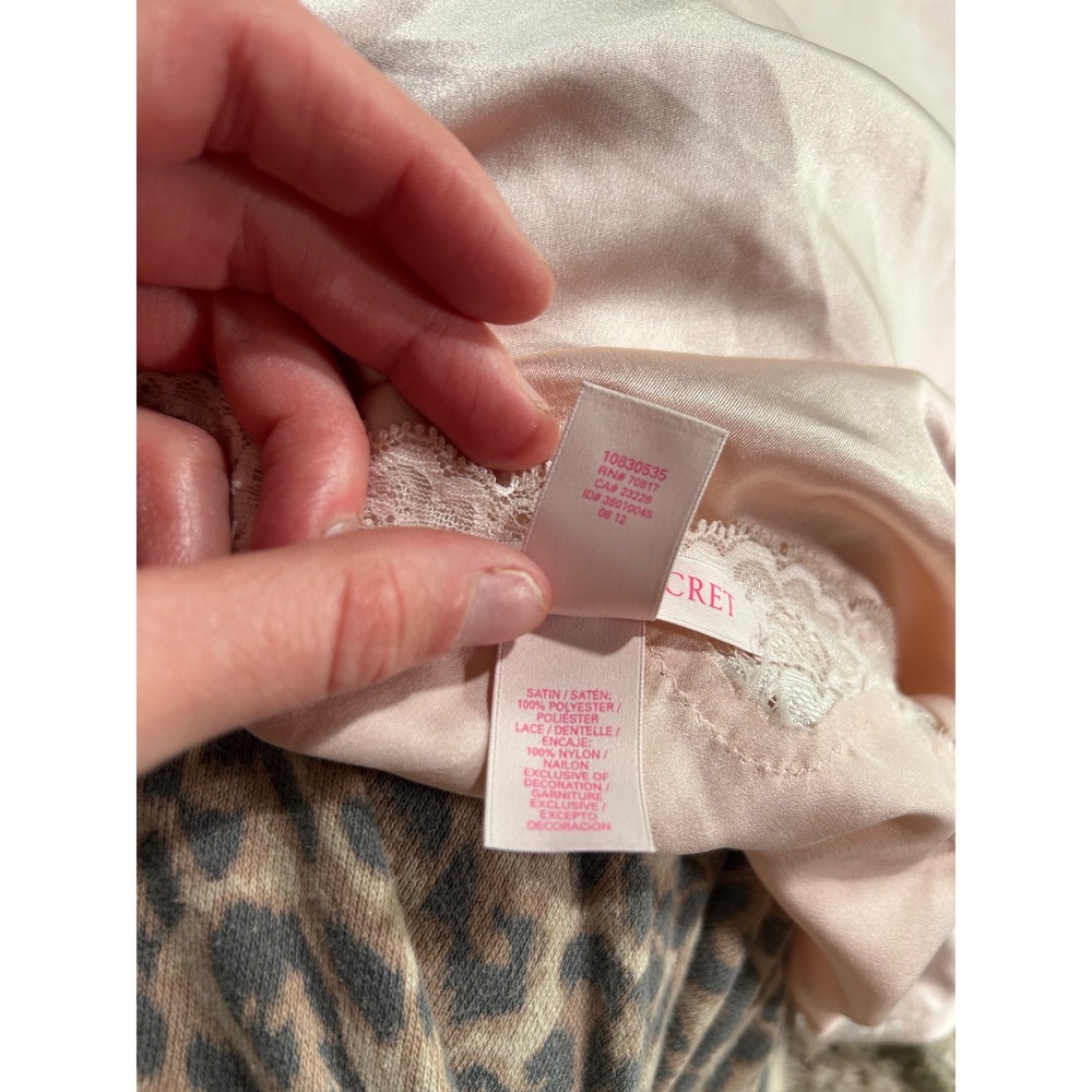 Victorias Secret Satin Lace Trim Slip Dress Pink Mini Chemise M Coquette Bridal - Picture 6 of 8